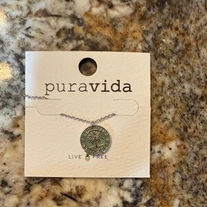 Pura Vida Silver Palm Coin Necklace